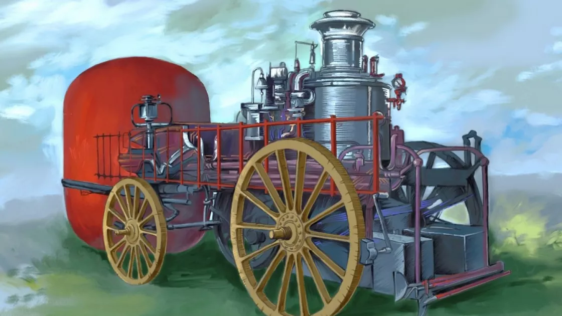 Первые паровые автомобили. 1841 Опробована первая паровая пожарная машина. Паровая пожарная машина 1841. Первая паровая пожарная машина 1841 год. Брейтуэйт паровая пожарная машина.