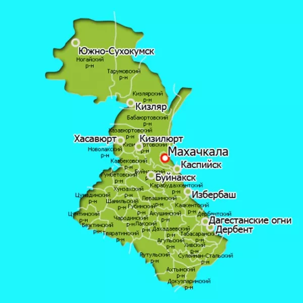 Карта Дагестана с достопримечательностями: отели, места, фото на карте